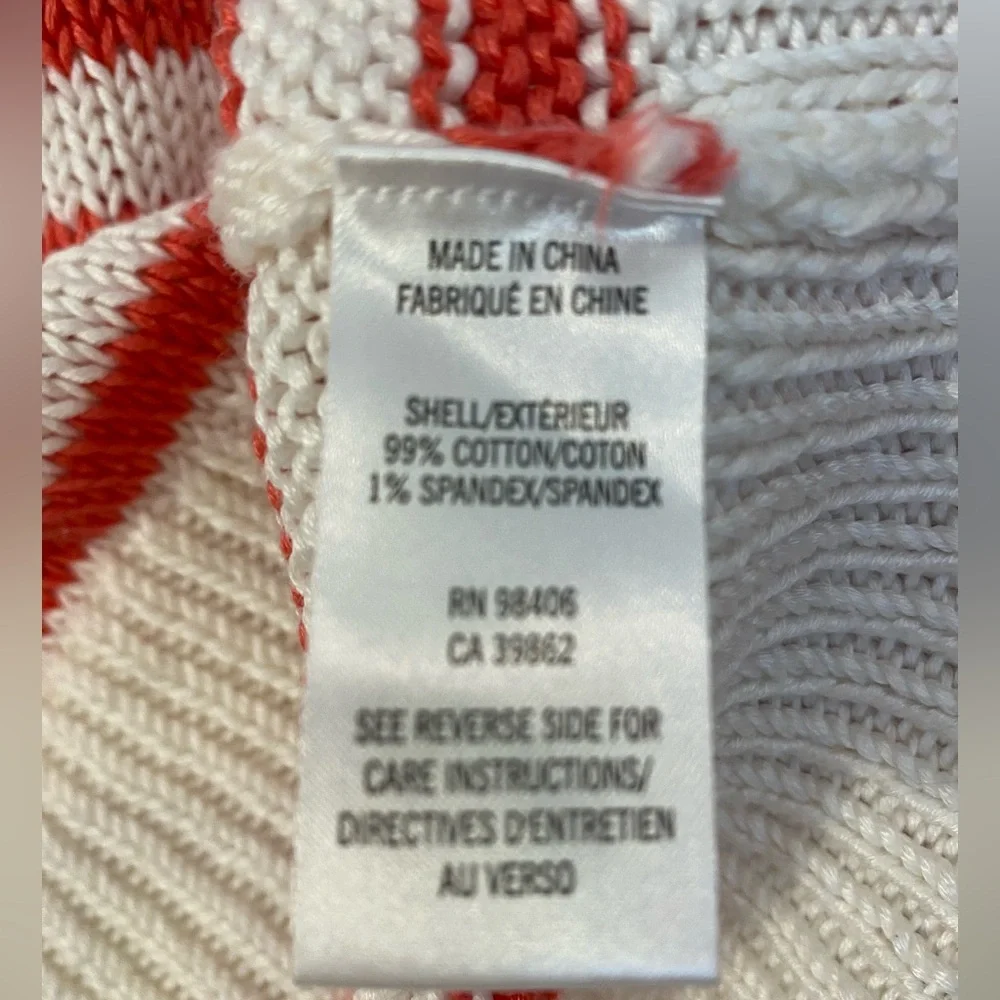 Theory Red Stripe Long Sleeve Cotton Sweater Size Medium - Picture 6 of 7